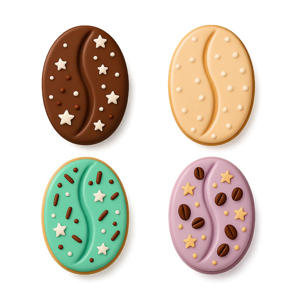 Mighty Gadget Coffee Bean Cookie Cutter & Stamp - 4x2.8" Unique Aroma for Coffee Lovers (Random Color)