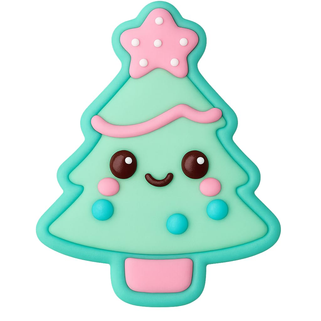Kawaii Christmas Tree Cookie Cutter Style 2 - 4x3.14" Fun Holiday Baking Design
