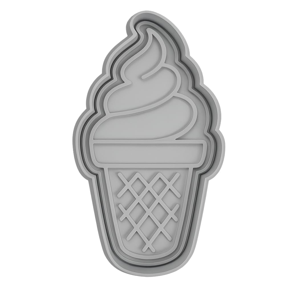 Mighty Gadget Soft Serve Ice Cream Cookie Cutter & Stamp - 4x2.5" Perfect Treat Design for Summer Baking (Random Color)