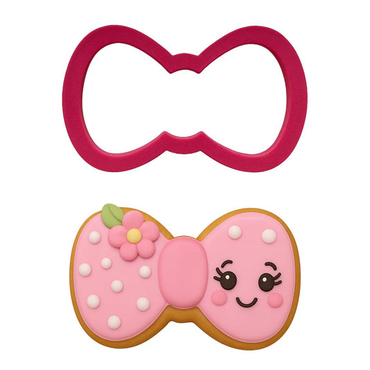 Pink Hair Bow Cookie Cutter 4x2.5" for Baking & Fondant Clay Gifts Kitchen