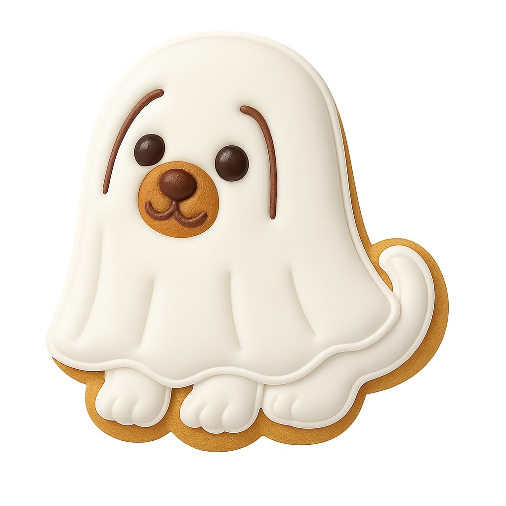 Kawaii Ghost Dog Cookie Cutter - 4x3.8" Fun Halloween Baking Design