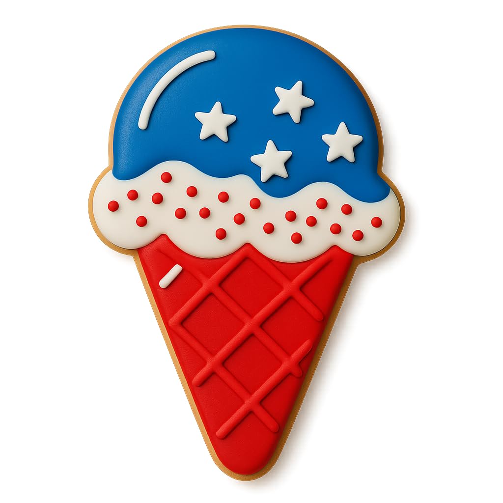 Ice Cream Cone Cookie Cutter with Waffle Cone Detail – 4x2.56 Inches, Summer Treat Baking Mold (Random Color)