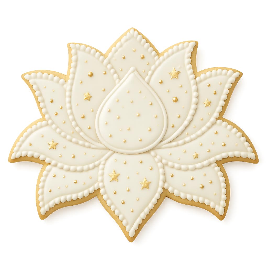 Detailed Lotus Blossom Cookie Cutter & Stamp - 4x3", Floral-Themed Baking & Fondant Tool