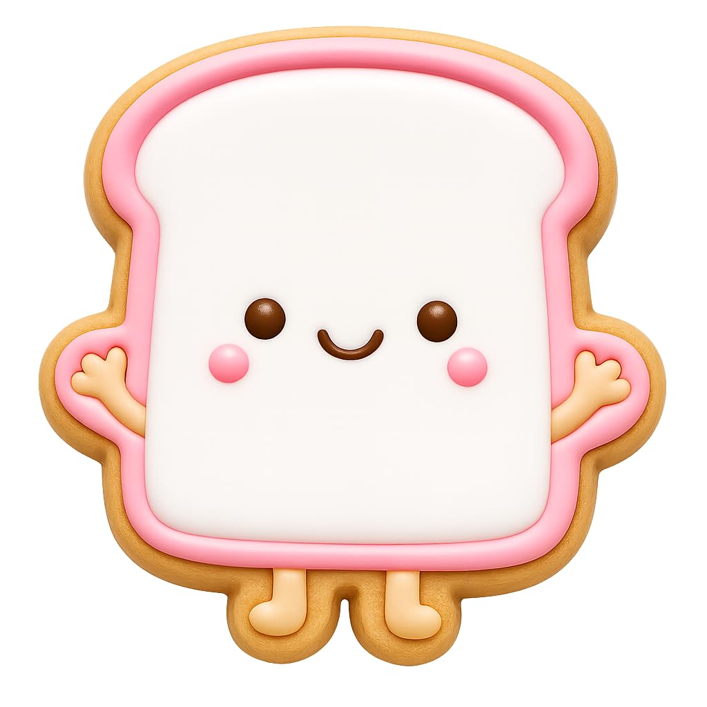 Kawaii Bread Toast Slice Cookie Cutter - 4x3.8" Fun Kids Baking Design