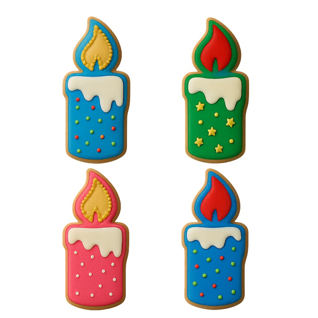 Mighty Gadget Birthday Candle Cookie Cutter & Stamp - 4x1.75" Symbolic Glow for Festive Occasions (Random Color)