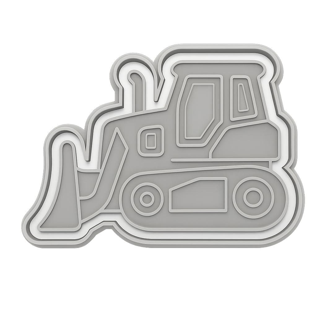 Mighty Gadget Construction Bulldozer Cookie Cutter & Stamp - 4x2.67" Fun Shape for Kids' Baking Projects (Random Color)