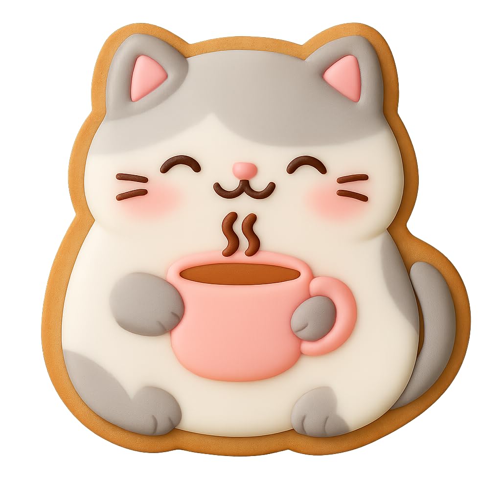 Kawaii Cat Holding Coffee Mug Cookie Cutter - 4x3.7" Fun Baking Design Set