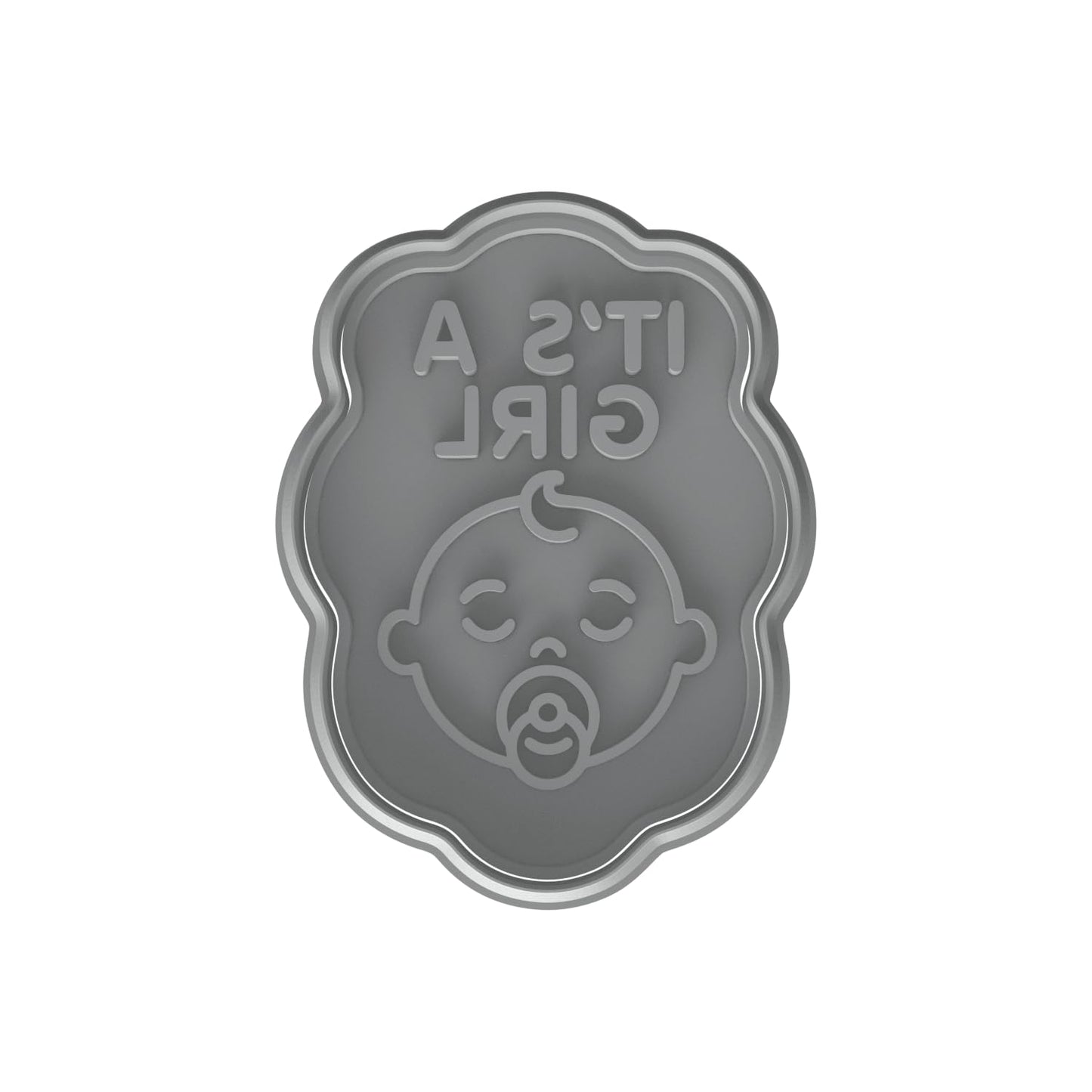 Mighty Gadget 'It's a Girl' Baby Face Cookie Cutter & Stamp - 4x2.9" Sweet Announcement for Gender Reveal Parties (Random Color)