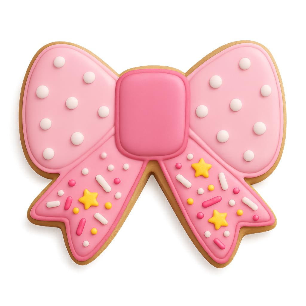 Mighty Gadget Classic Hair Bow Cookie Cutter - 4x3” Pink Ribbon Design