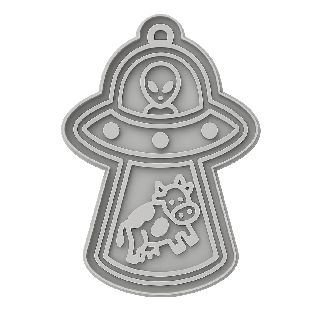 Mighty Gadget Alien with Cow Cookie Cutter & Stamp - 4x2.8" Fun Design for Space-Themed Parties (Random Color)
