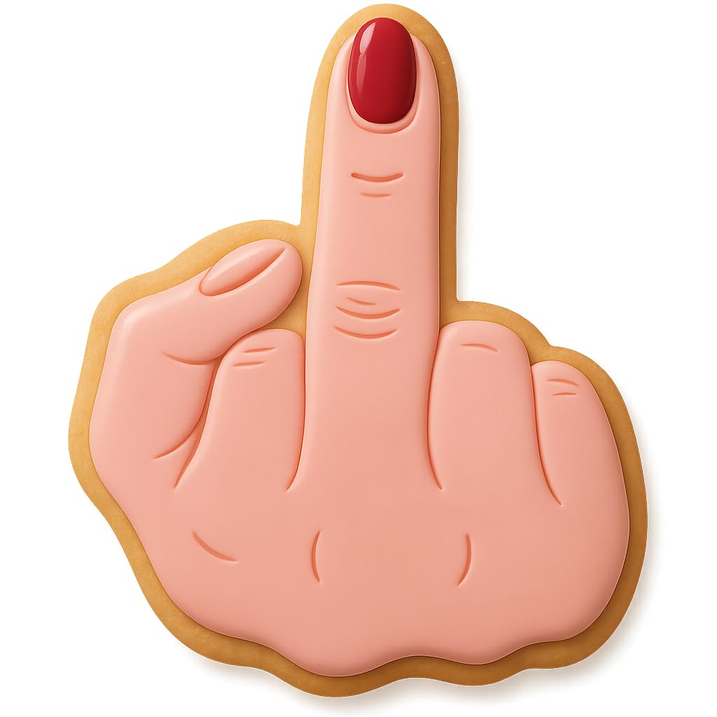 Funny Female Middle Finger Cookie Cutter - 4x2.74 Inches, Adult Novelty Gift for Bakers (Random Color)