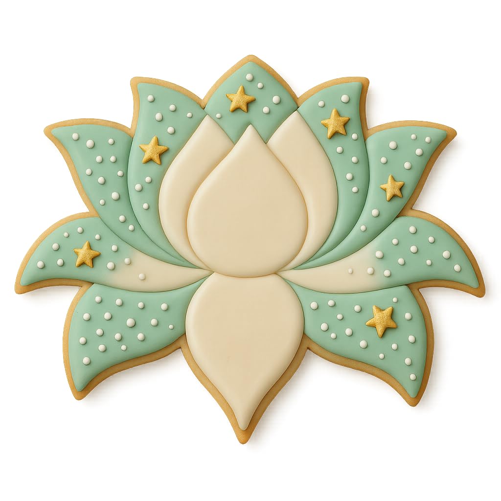 Detailed Lotus Blossom Cookie Cutter & Stamp - 4x3", Floral-Themed Baking & Fondant Tool