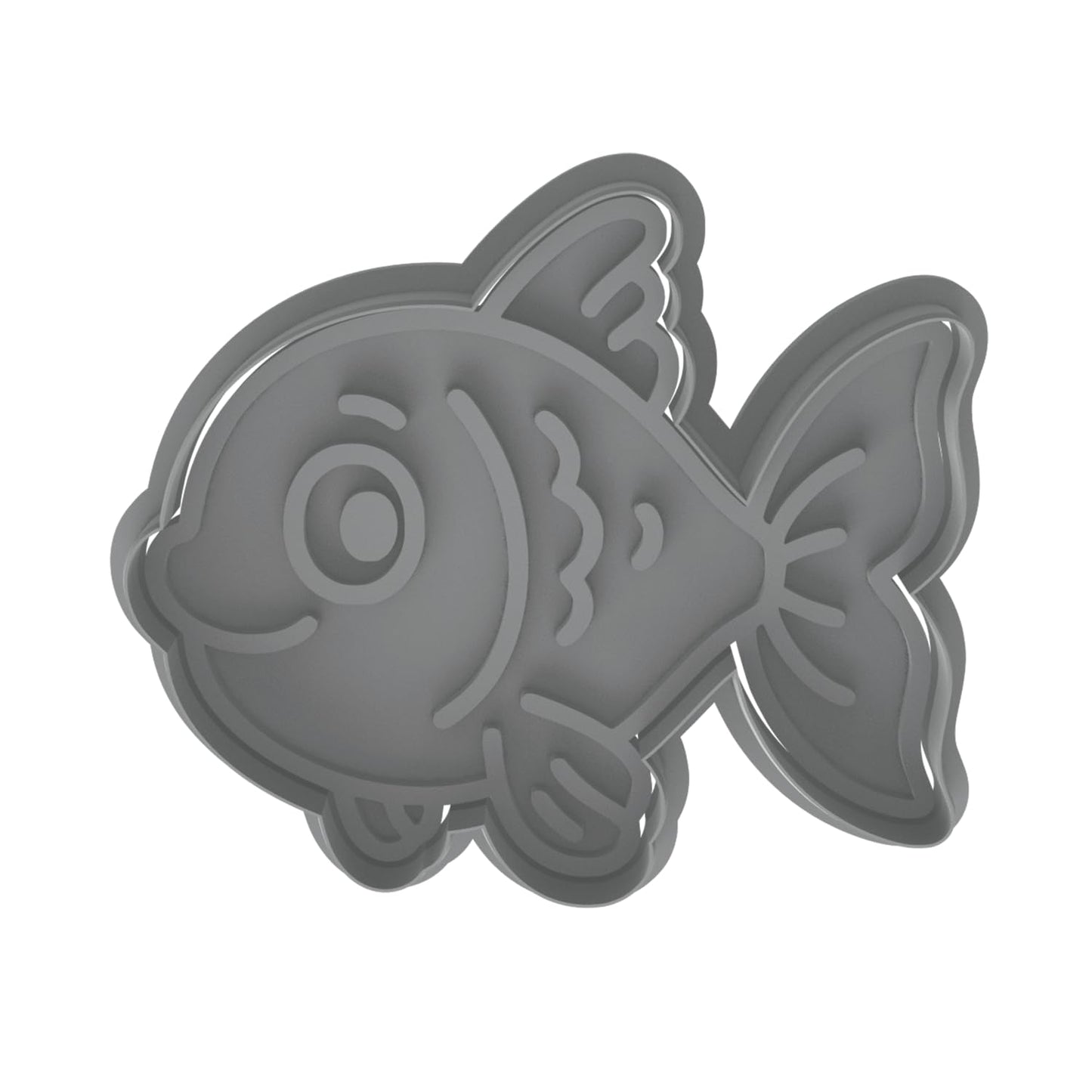 Happy Goldfish Cookie Cutter & Stamp 4x3.4" for Baking Fondant Clay Embosser