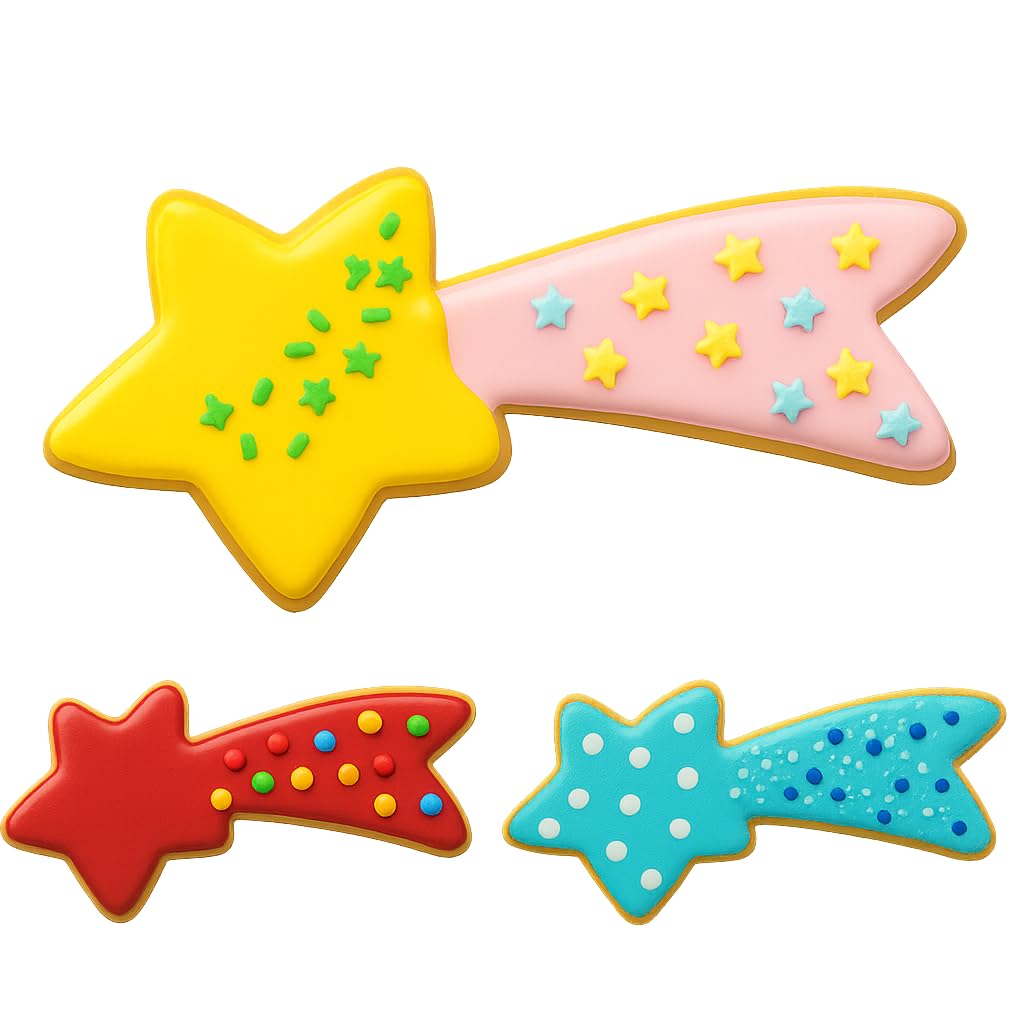 3 Sizes Shooting Star Cookie Cutter Set 4x2" 3x1.5" 2x1" Fun Cracker Made