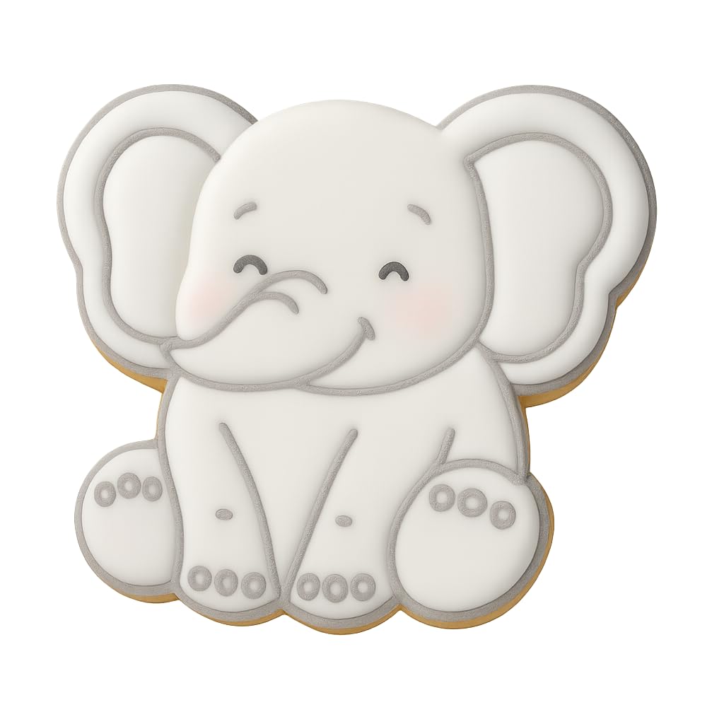 Kawaii Baby Elephant Cookie Cutter - 4x3.75" Premium Kids Party Baking Tool