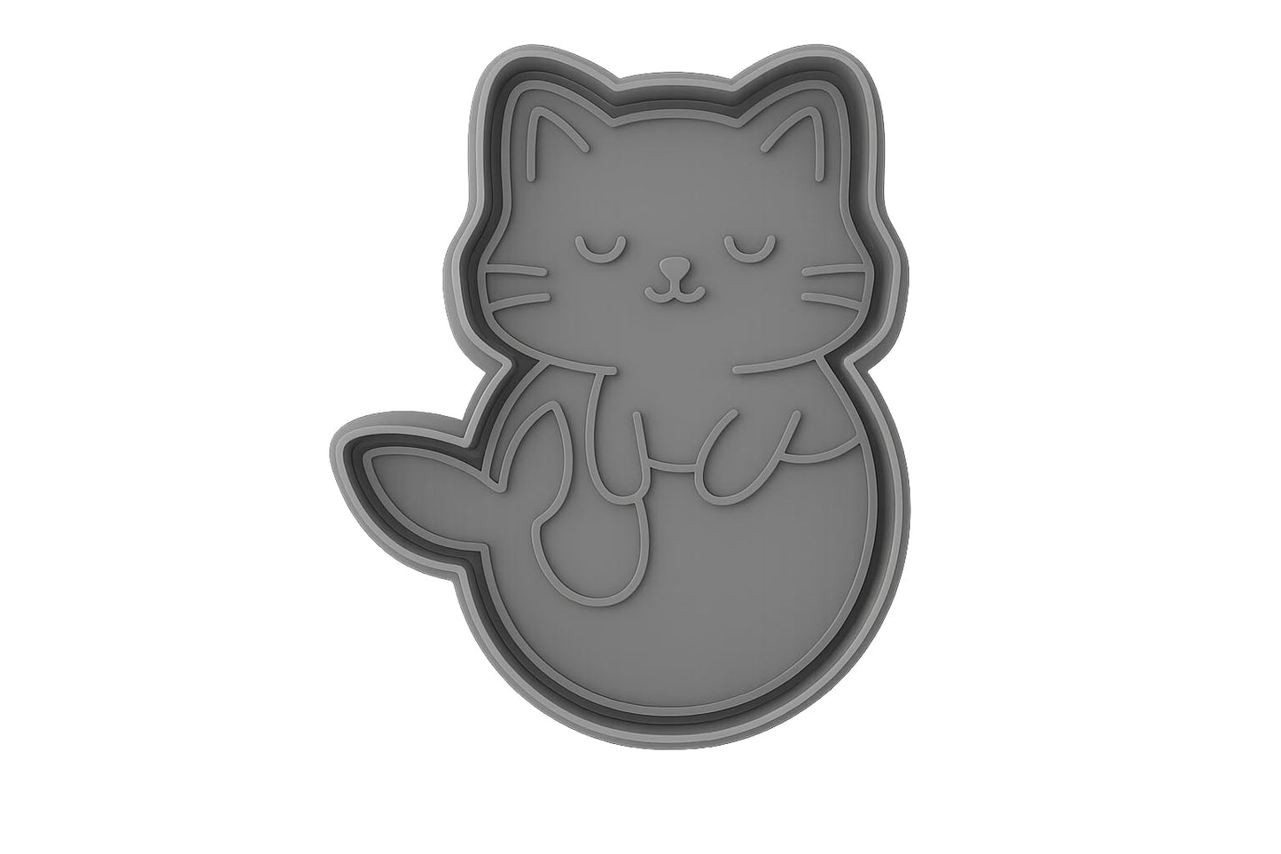 Mermaid Kitten Cookie Cutter - 2.8x4" Fun Baking Party Design