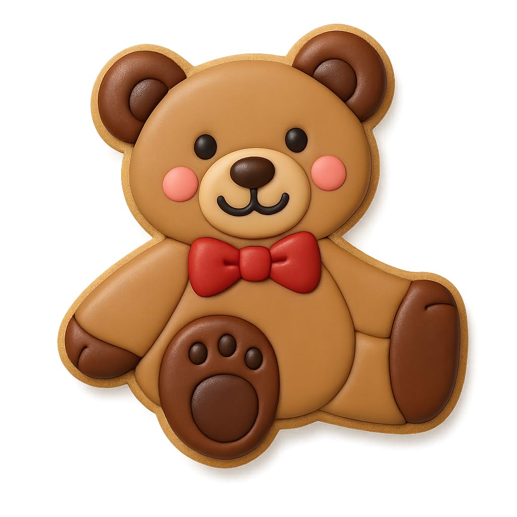 Adorable Teddy Bear Cookie Cutter & Stamp Set - 4" Tall (Random Color)