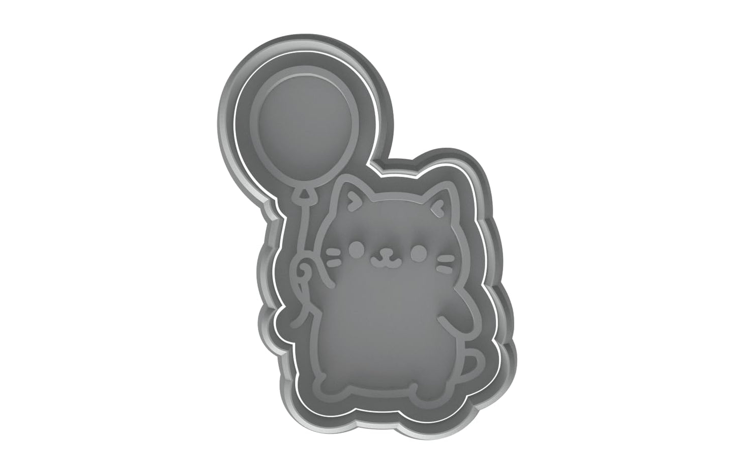 Kawaii Chubby Cat Holding Balloon Cookie Cutter - 4x2.84" Fun Party Baking