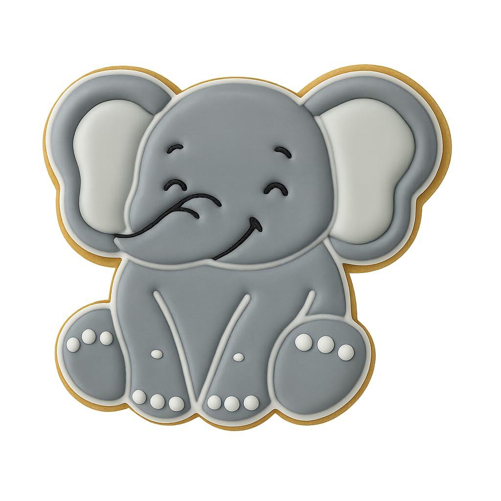 Kawaii Baby Elephant Cookie Cutter - 4x3.75" Premium Kids Party Baking Tool