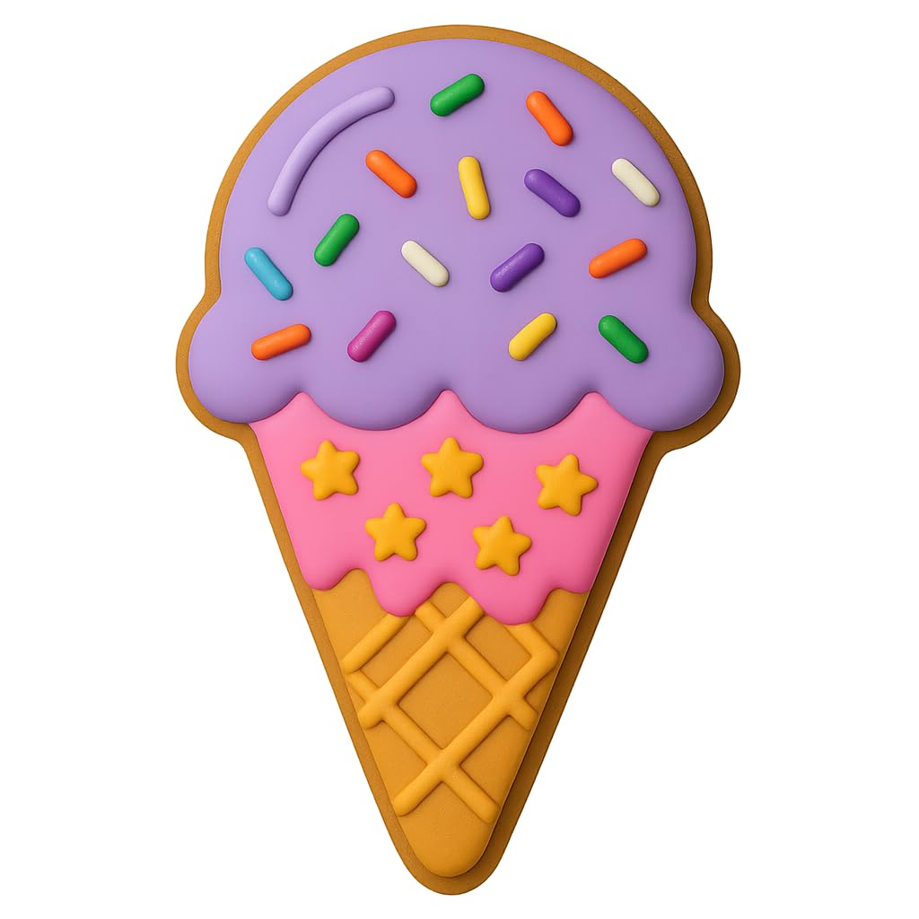 Ice Cream Cone Cookie Cutter with Waffle Cone Detail – 4x2.56 Inches, Summer Treat Baking Mold (Random Color)