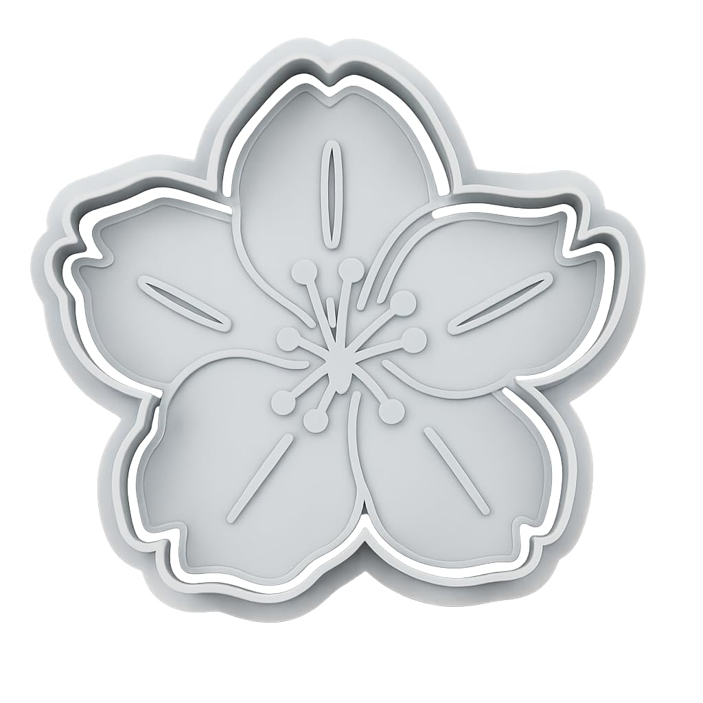 Mighty Gadget Sakura Blossom Cookie Cutter & Stamp - 4x3.4" Beautiful Floral Design for Spring Baking (Random Color)