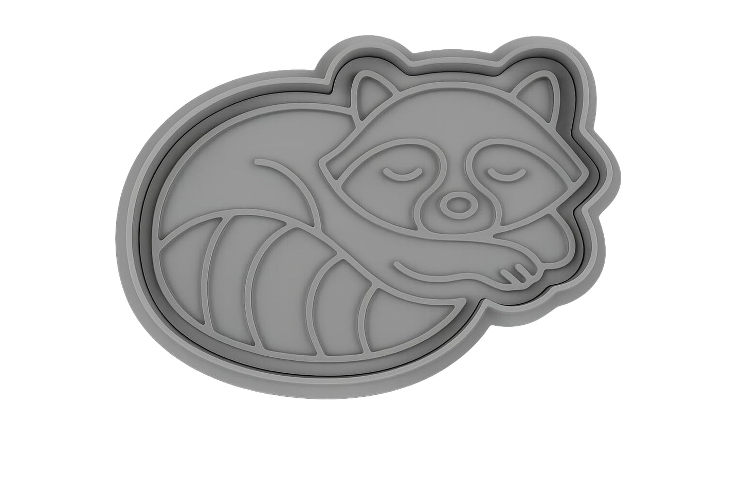 Resting Raccoon Cookie Cutter 345 Style - 4x3.3" Fun Kitchen Baking Tool