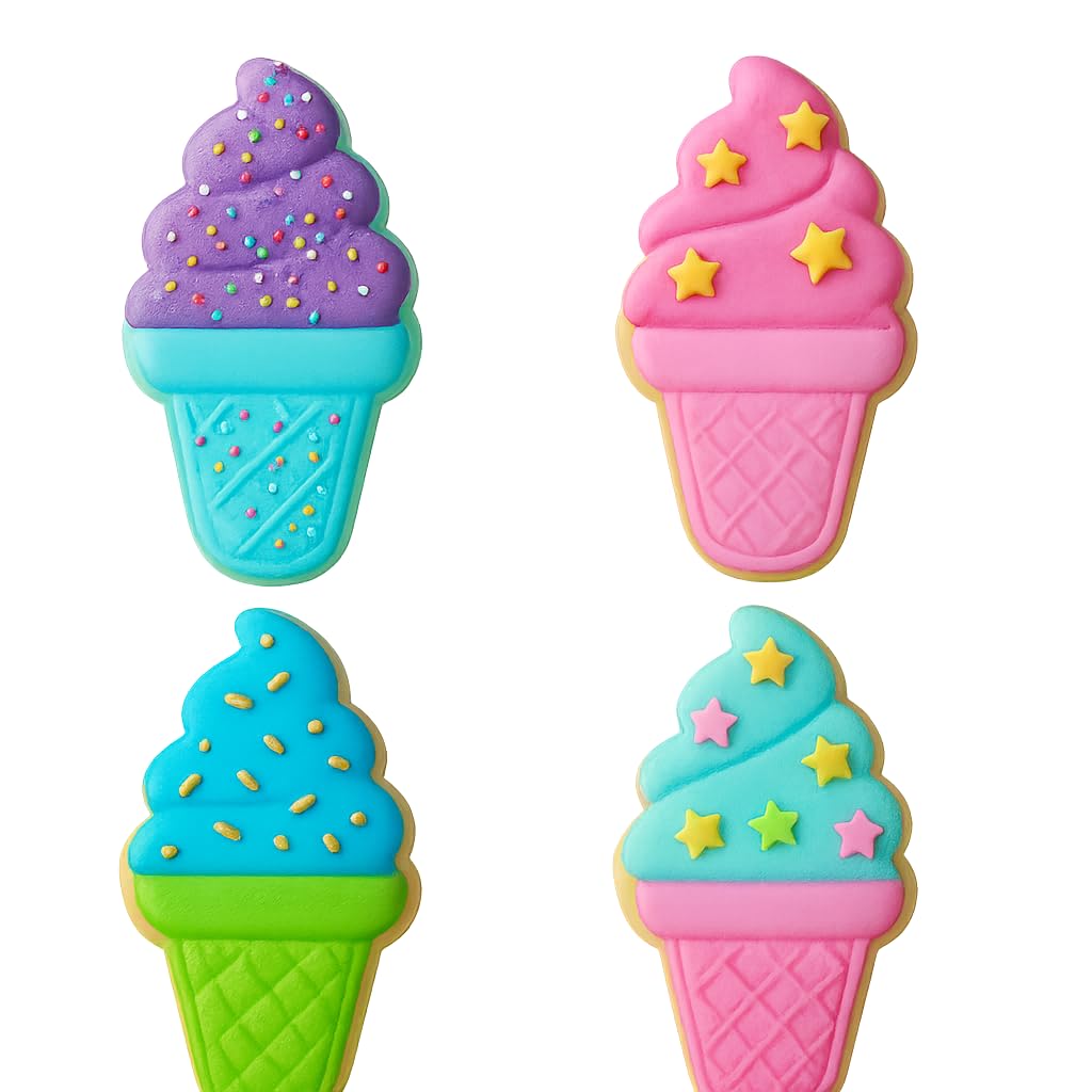 Mighty Gadget Soft Serve Ice Cream Cookie Cutter & Stamp - 4x2.5" Perfect Treat Design for Summer Baking (Random Color)