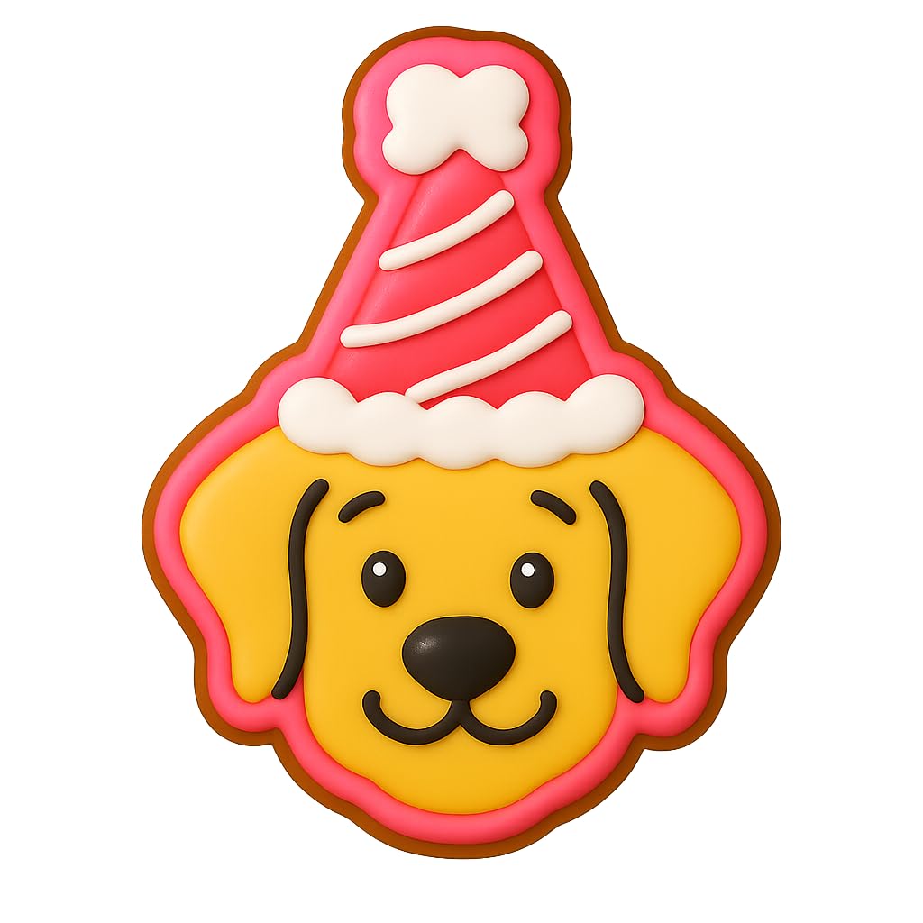 Kawaii Dog Birthday Hat Cookie Cutter - 4x3.13" Fun Party Baking Design