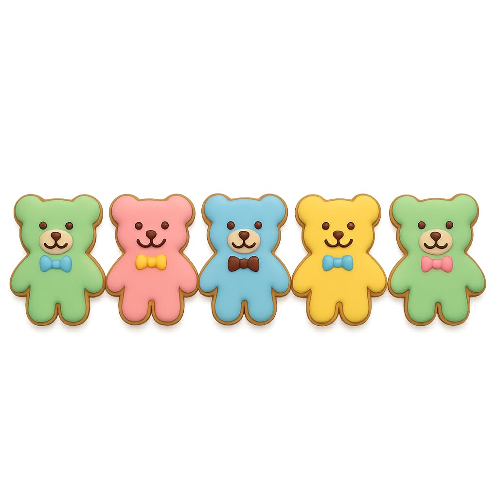 Mini Teddy Bear Cookie Cutter Strip – 5 Bears (1.2" Each) – 5.9x1.6 Inches – Cute Teddy Bear Fondant & Dough Cutter for Baking and Crafts