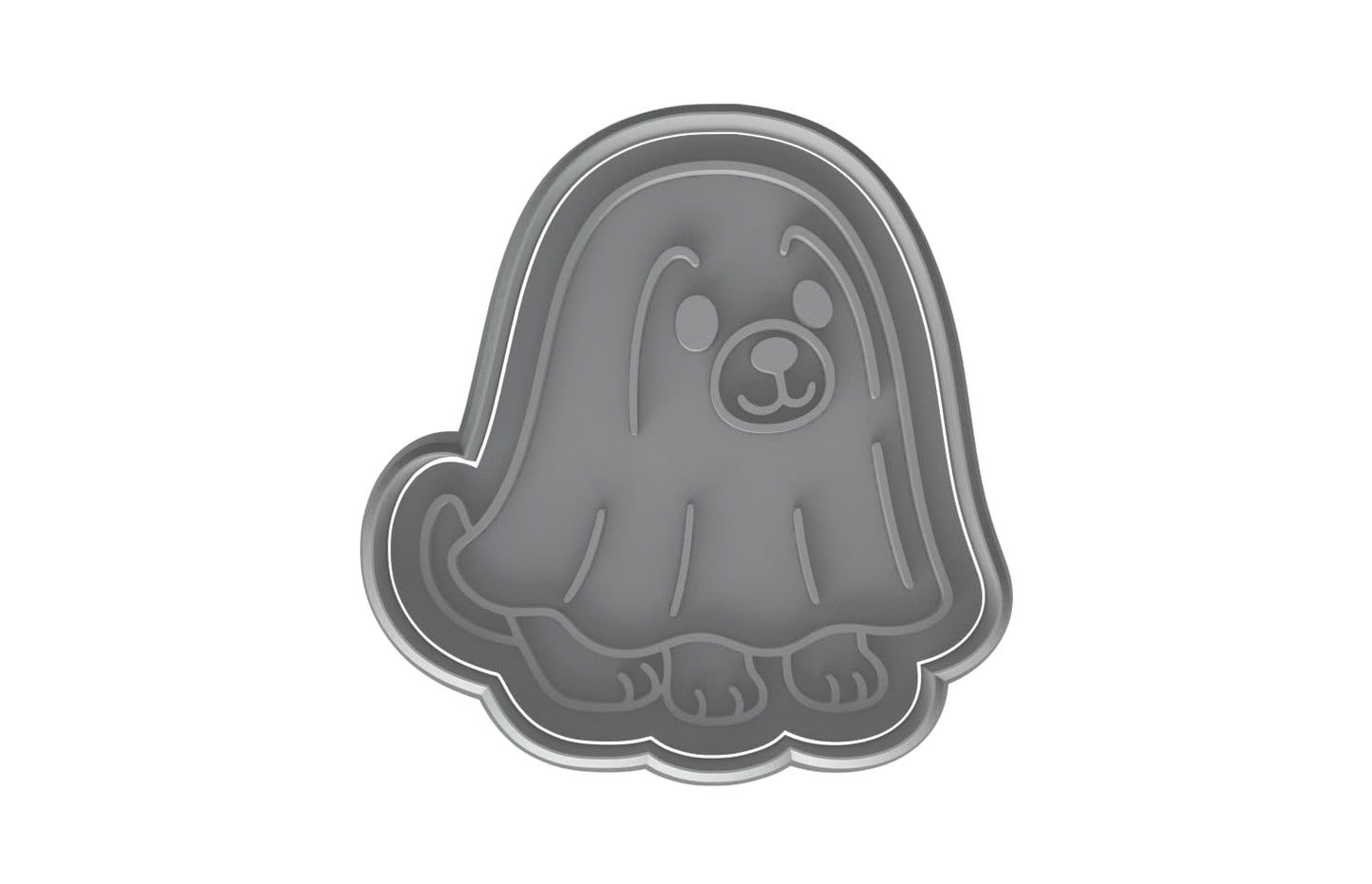 Kawaii Ghost Dog Cookie Cutter - 4x3.8" Fun Halloween Baking Design