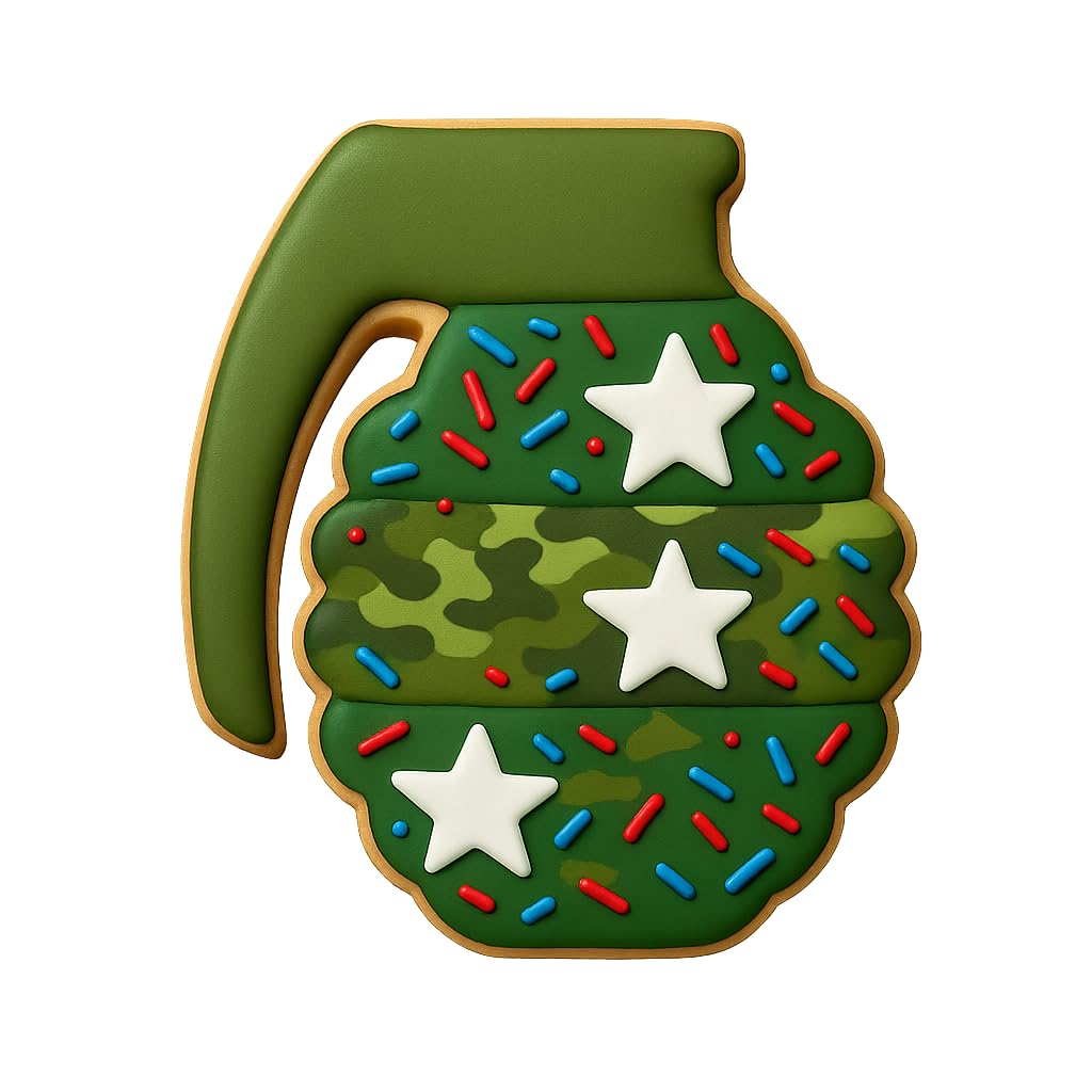 Mighty Gadget Hand Grenade Cookie Cutter - 3.5x2.68", Combat & Army Inspired Cookie Mold for Patriotic Occasions (Random Color)