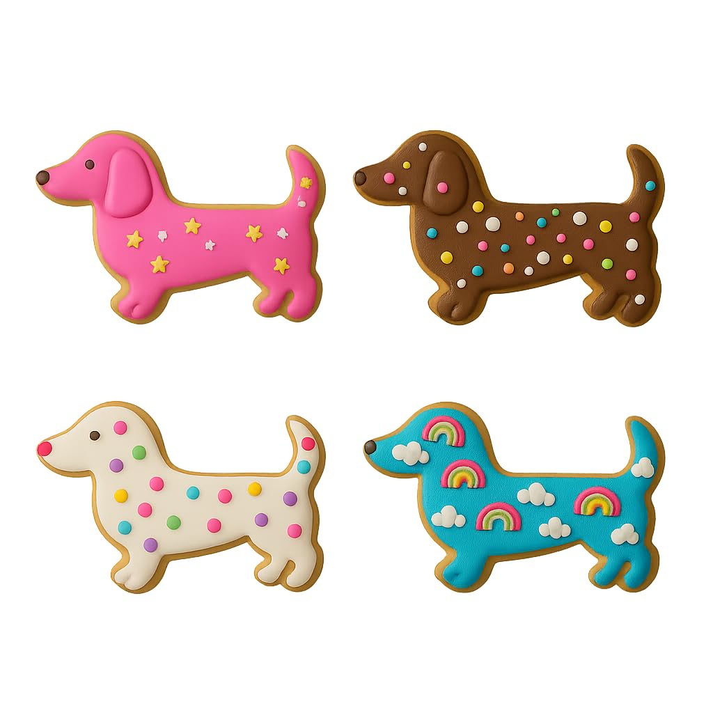 Mighty Gadget Dachshund Dog Cookie Cutter & Stamp - 4x1.5" Adorable Shape for Dog Lovers Baking (Random Color)