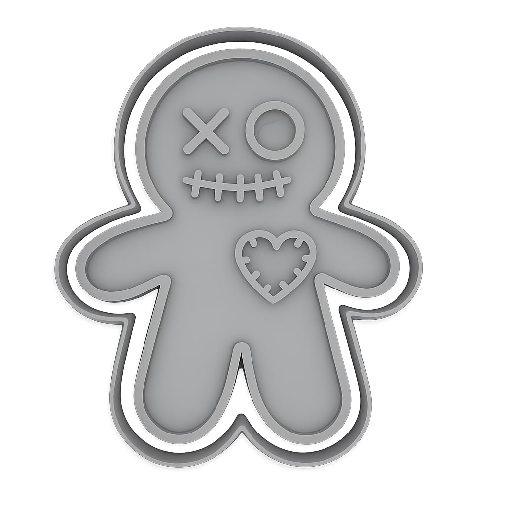 Mighty Gadget Voodoo Gingerbread Man Cookie Cutter & Stamp - 4x3.2" Unique Design for Halloween Baking (Random Color)