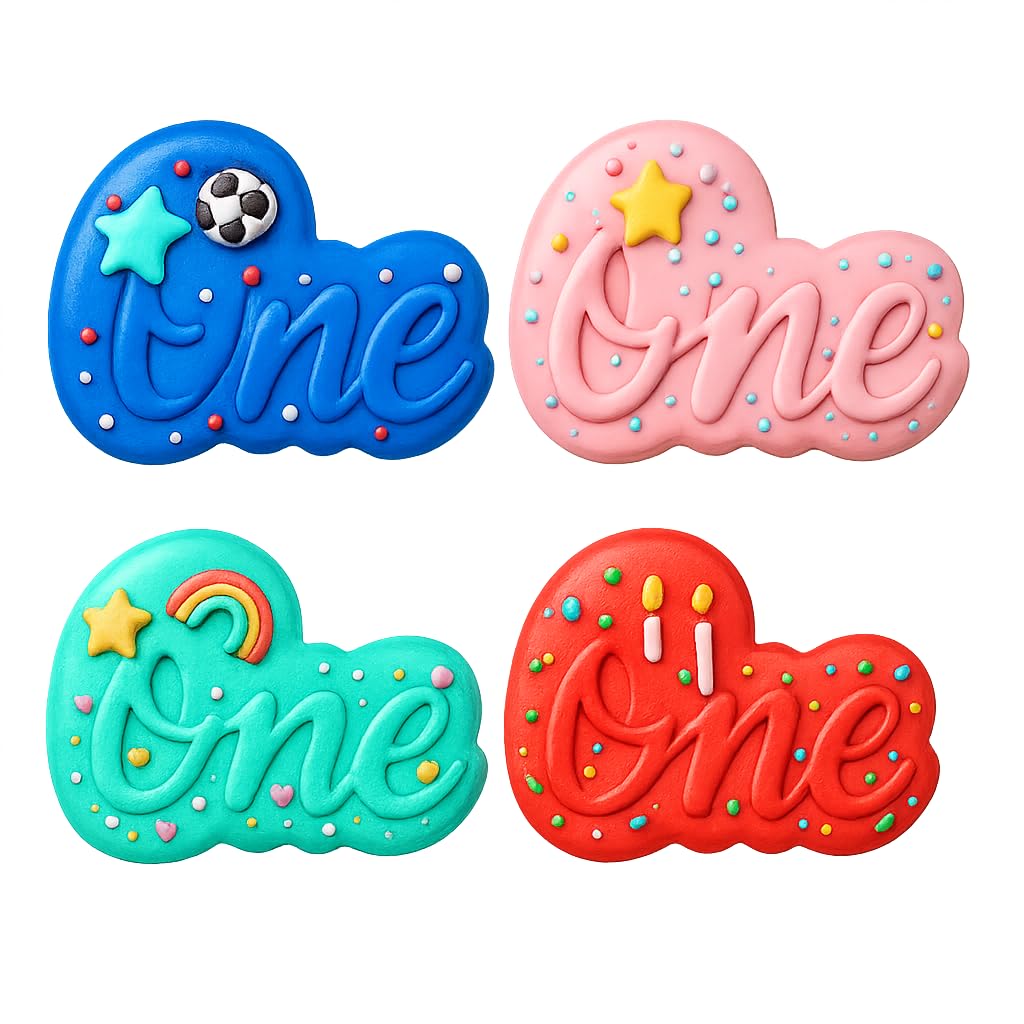 'One' Script Cookie Cutter & Stamp 4x2.5" for Baking & Fondant Clay Embosser