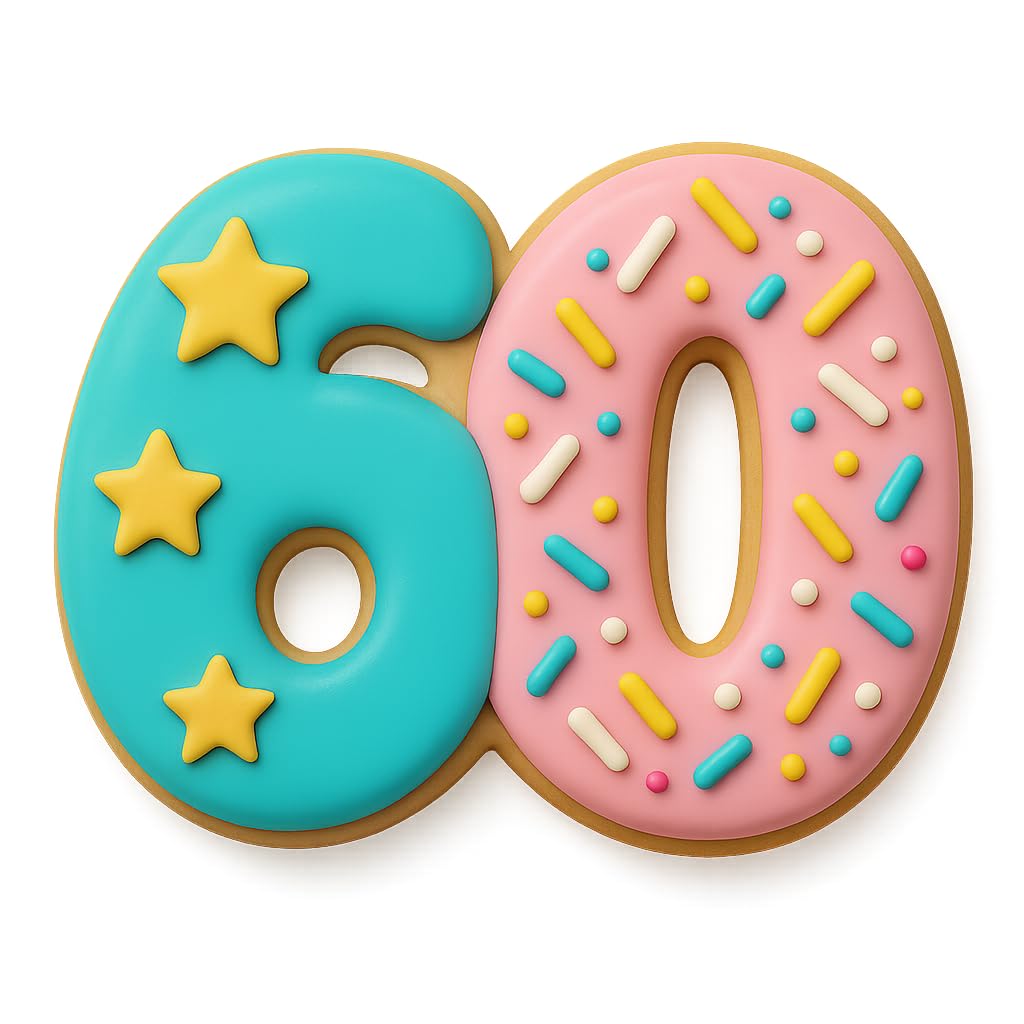 Number 60 Cookie Cutter (3x4") - Made in USA by Mighty Gadget - Perfect for 60th Birthdays and Anniversaries (Random Color)