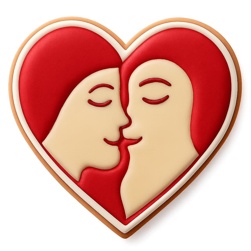 Loving Heart Kiss Cookie Cutter - 4x3.5" Premium Baking Design Fun