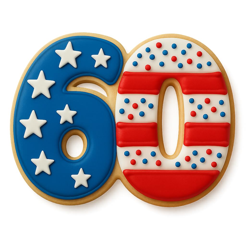 Number 60 Cookie Cutter (3x4") - Made in USA by Mighty Gadget - Perfect for 60th Birthdays and Anniversaries (Random Color)