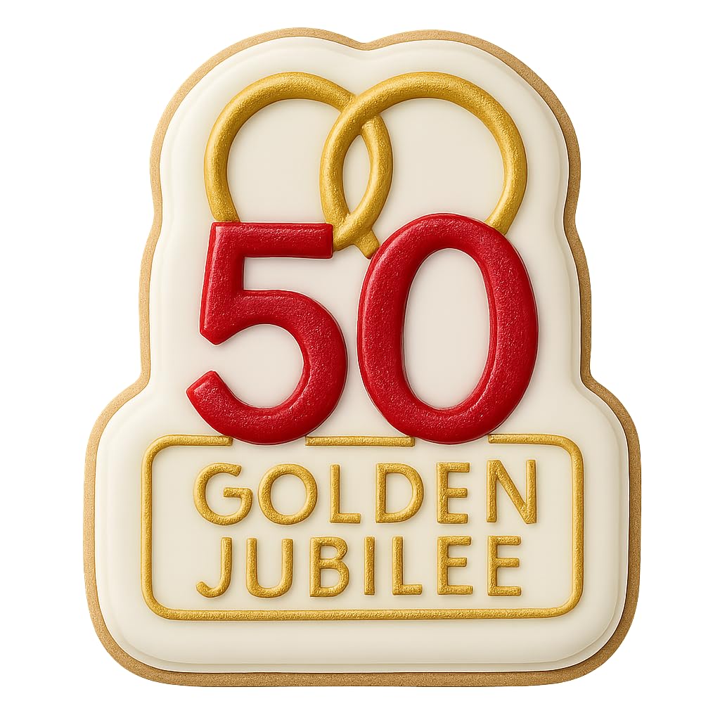 Golden Jubilee Rings 50 Cookie Cutter - 4x3.1" Celebration Design