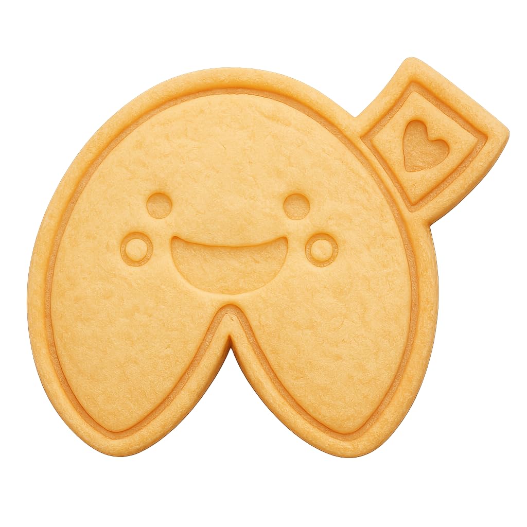 Mighty Gadget Happy Fortune Cookie Shape Cookie Cutter & Stamp - 4x3.2" Easy Release for Fun Baking Adventures (Random Color)