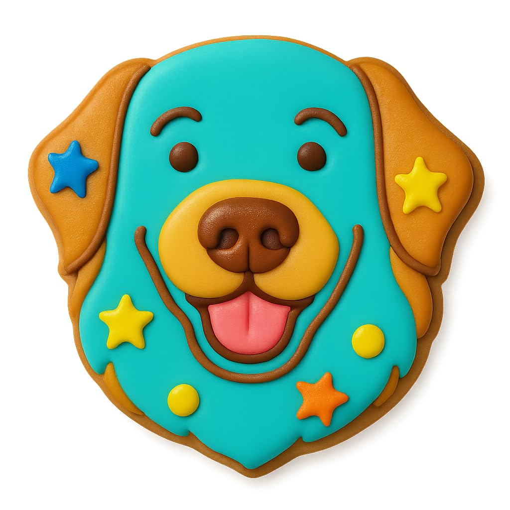 Mighty Gadget Happy Golden Retriever Face Cookie Cutter - 4x3.88", Realistic Pet Cookie Stamp (Random Color)