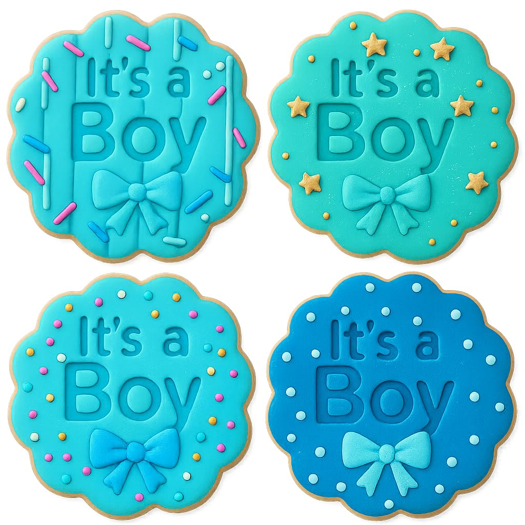 Mighty Gadget It's a Boy with Bow Cookie Cutter & Stamp - 4x4" Sweet Celebration for Baby Showers (Random Color)
