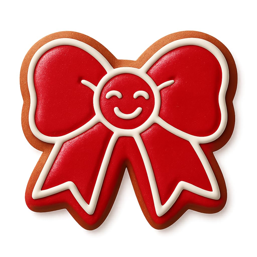 Joyful Ribbon Smiley Cookie Cutter - 4x3.4" Fun Baking Design Premium