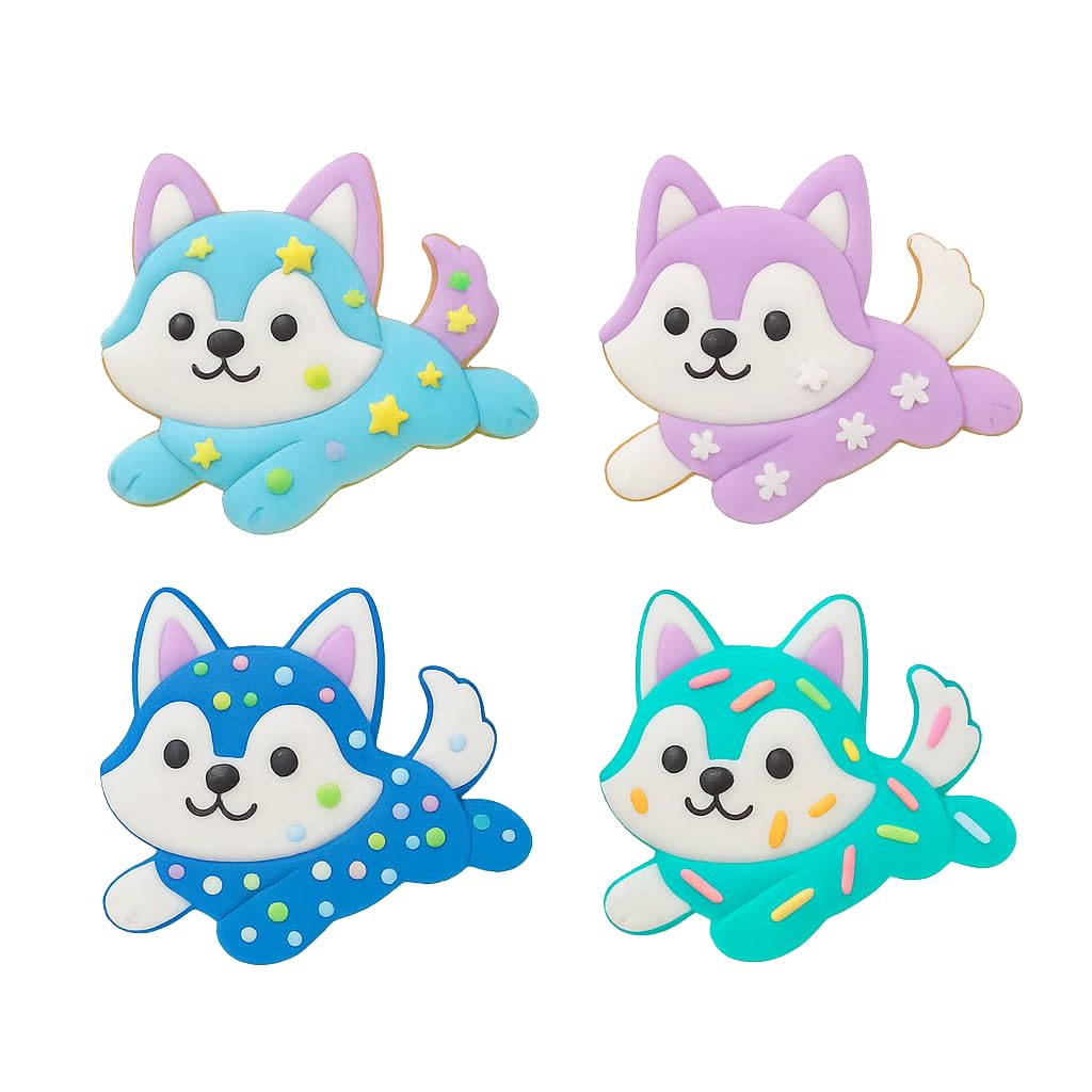 Kawaii Husky Puppy Cookie Cutter & Stamp 4x3.4" for Baking & Fondant Clay Gifts