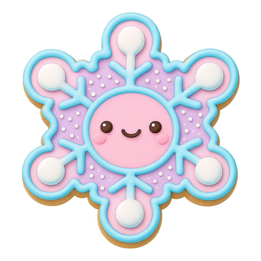 Kawaii Snowflake Smiley Cookie Cutter - 4x3.43" Fun Winter Baking Tool