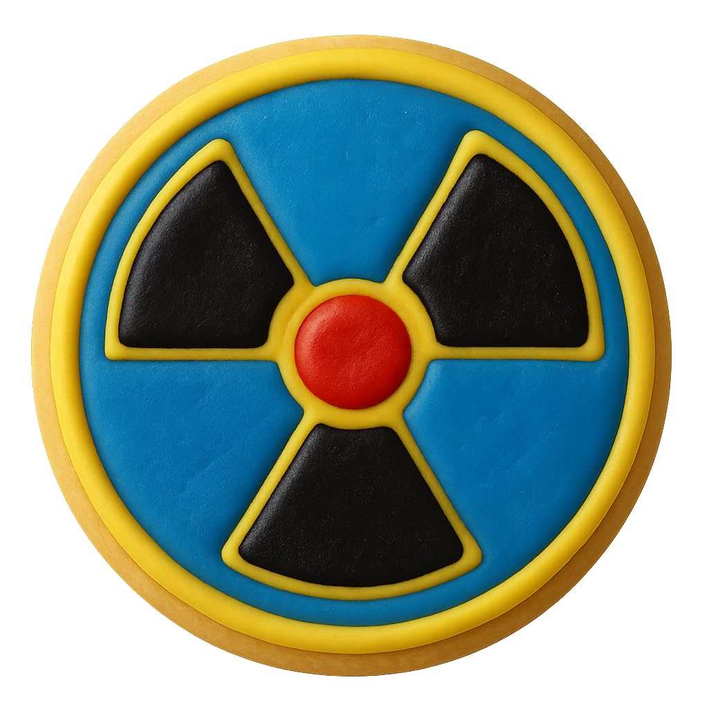 Mighty Gadget Biohazard Radiation Cookie Cutter & Stamp Set - 4x4" Science Symbol Mold for Bakers & Crafters (Random Color)