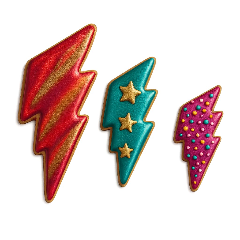 Mighty Gadget Lightning Bolt Cookie Cutter Set - 3 Sizes (4.5", 3.5", 2.5") - Thunderbolt Shape, Baking & Crafting