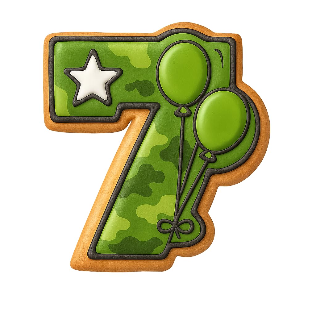 Mighty Gadget Number 7 with Balloons Cookie Cutter for 7 Year Old - 4x3.5" Birthday Celebration Mold (Random Color)