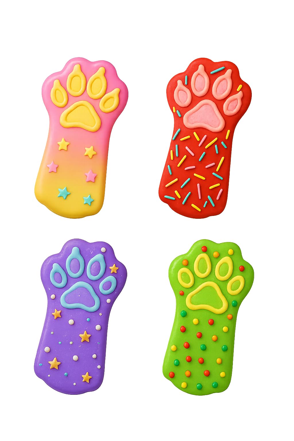 Mighty Gadget Kitty Paw Cookie Cutter & Stamp - 4x2.5" Cute Animal Design for Pet Lovers Baking (Random Color)