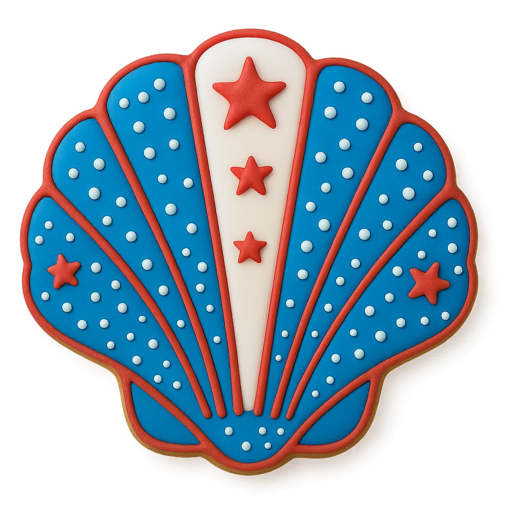 Mighty Gadget Seaside Scallop Seashell Cookie Cutter & Stamp Set - 3.75x3.75 Inches, Ocean-Inspired Baking Tool
