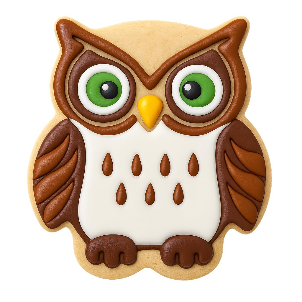 Mighty Gadget Wise Owl Cookie Cutter & Stamp - 4x3.53" Cute Owl Shape for Kids Baking & Animal Cookies (Random Color)
